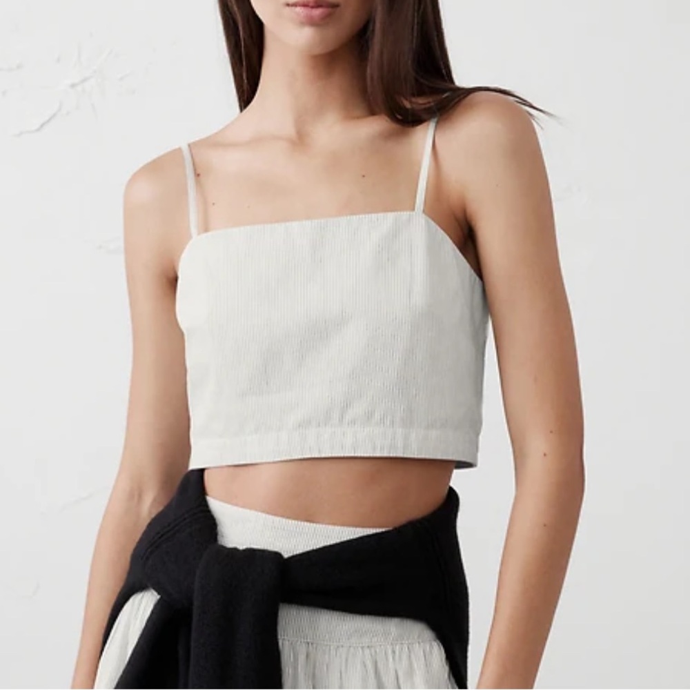 NWT Banana Republic Factory Seersucker Smocked Crop Top - White - XL